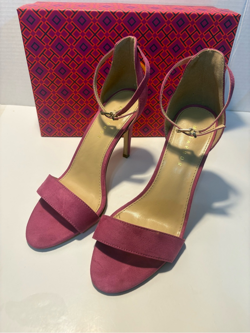 Fuchsia Suede Open-Toe Ankle-Strap Heels
